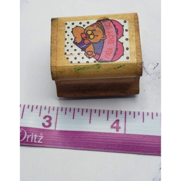 Lot of 5 Wood Mounted Rubber Stamps Dogs Bears and Flowers - Picture 3 of 16